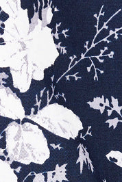 Product shot of The Printed Cotton Pocket Blazer in colour Navyfleur (Blue), detail