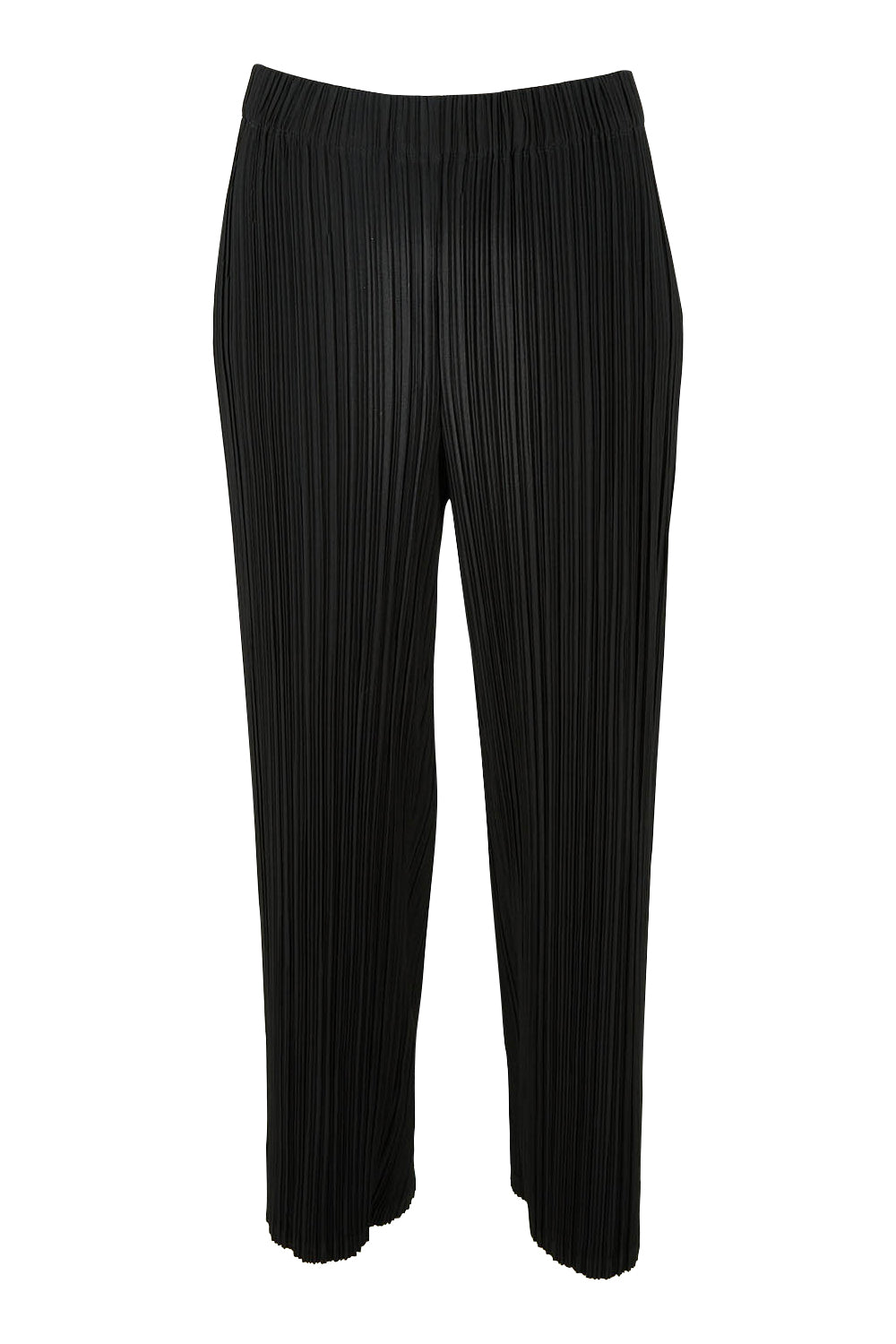 Product shot of The Timeless Plisse Travel Pant in colour Black (Black), from the front