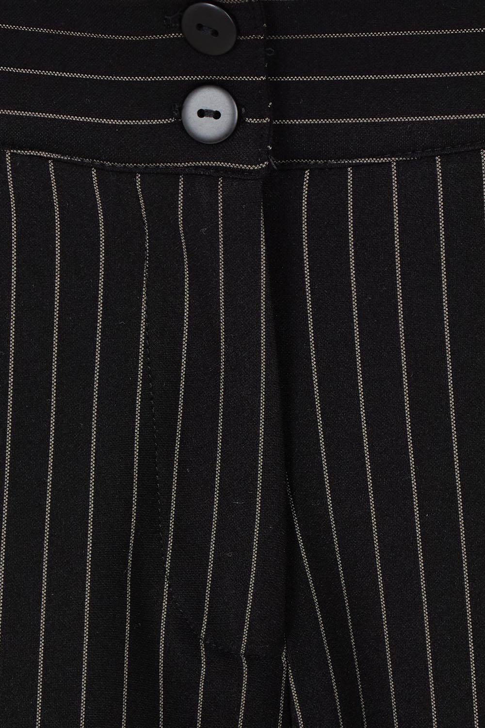 Product shot of The Stripe Ponte Wide Leg Pant in colour Tanstripe (Black), detail
