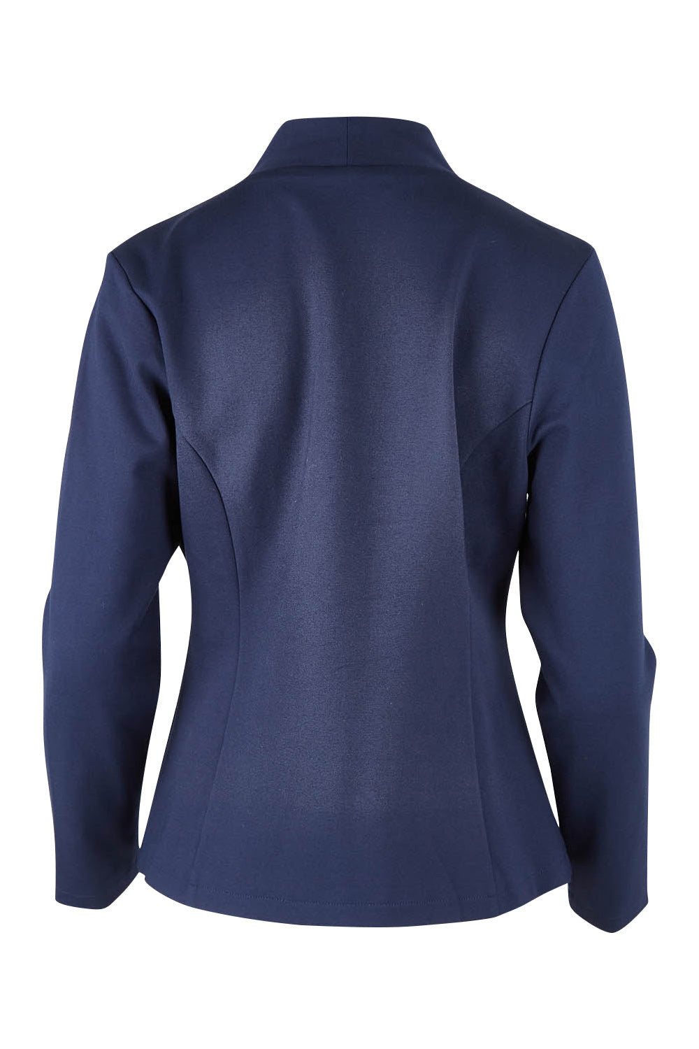Product shot of The Sculpted Ponte Blazer in colour Darknavy (Blue), from the back