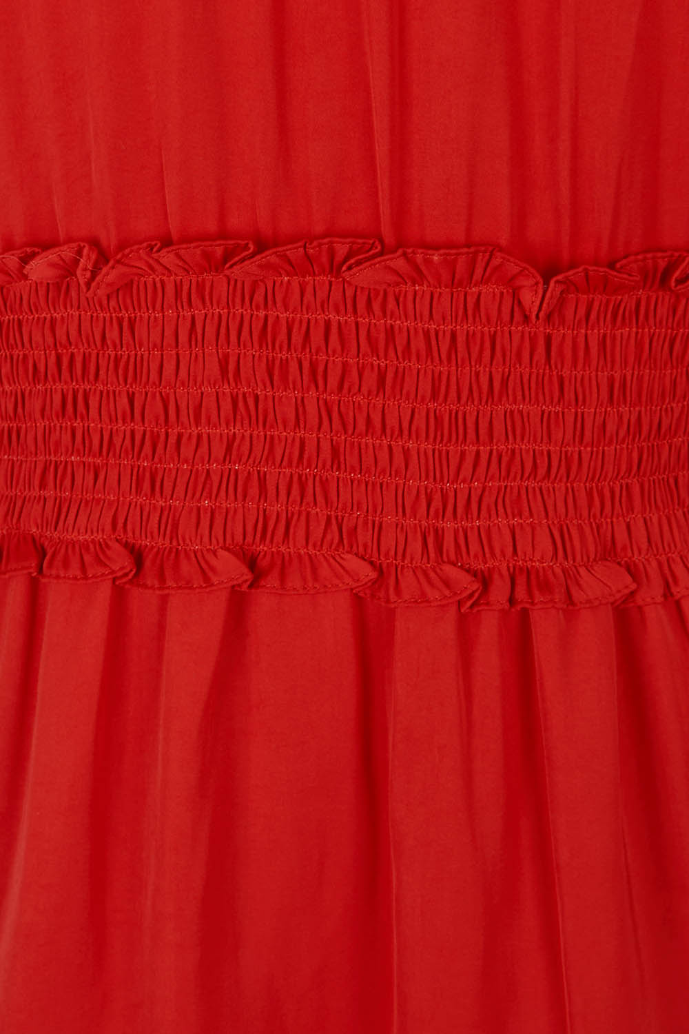Product shot of The Luxe Tulip Sleeve Dress in colour Red (Red), detail