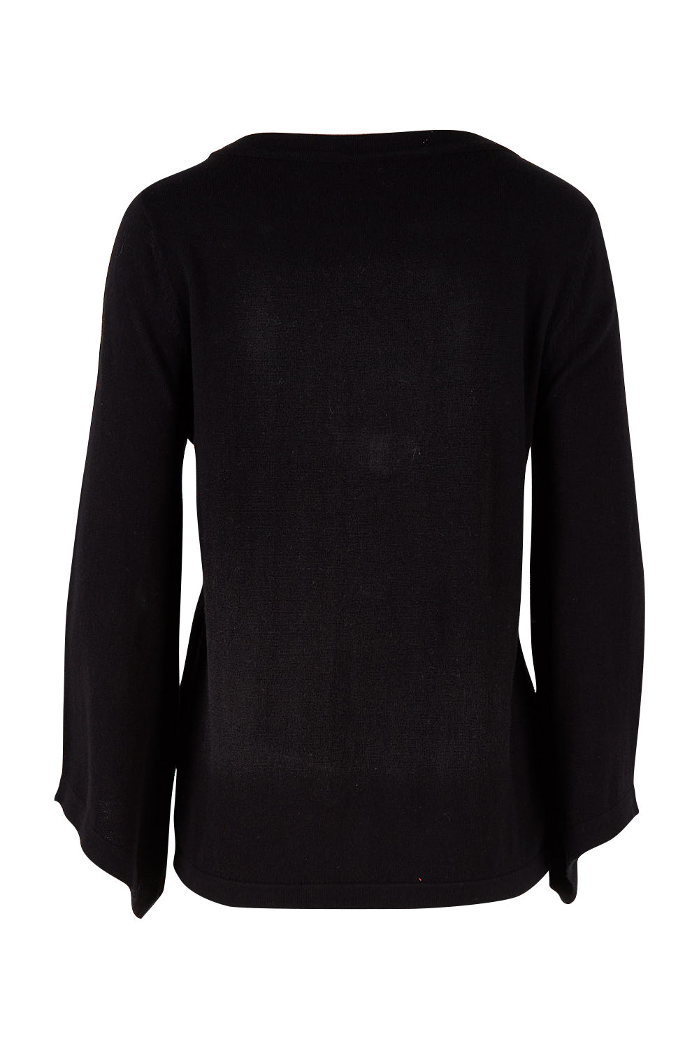 Product shot of The Cotton Cashmere Angled Sleeve Knit in colour Black (Black), from the back