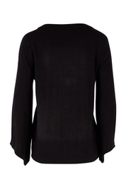 Product shot of The Cotton Cashmere Angled Sleeve Knit in colour Black (Black), from the back