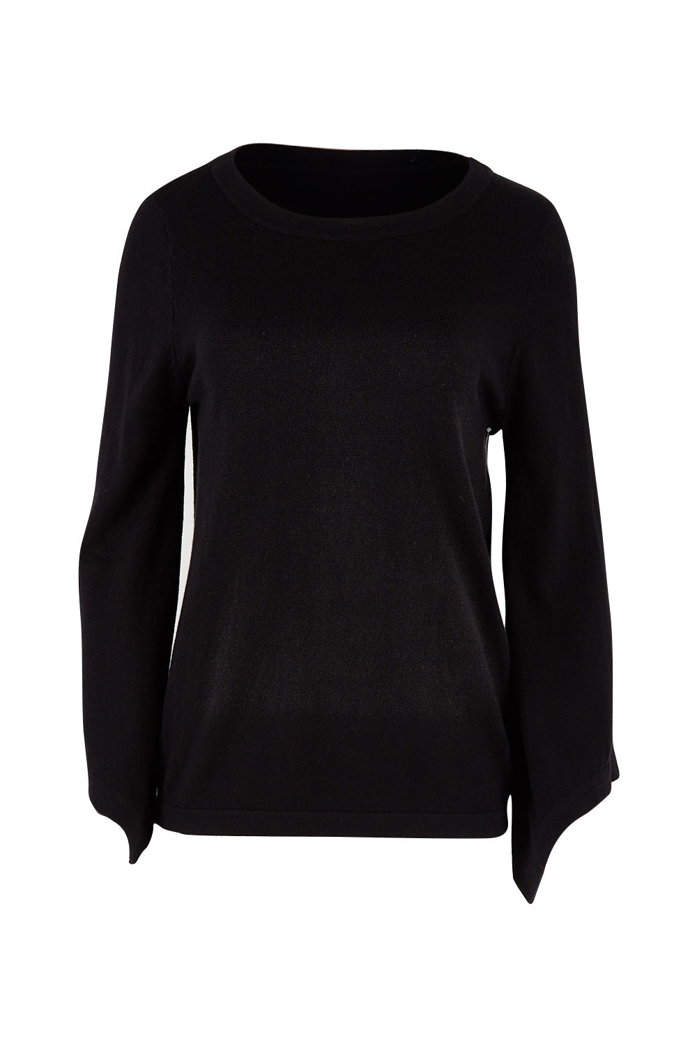 Product shot of The Cotton Cashmere Angled Sleeve Knit in colour Black (Black), from the front
