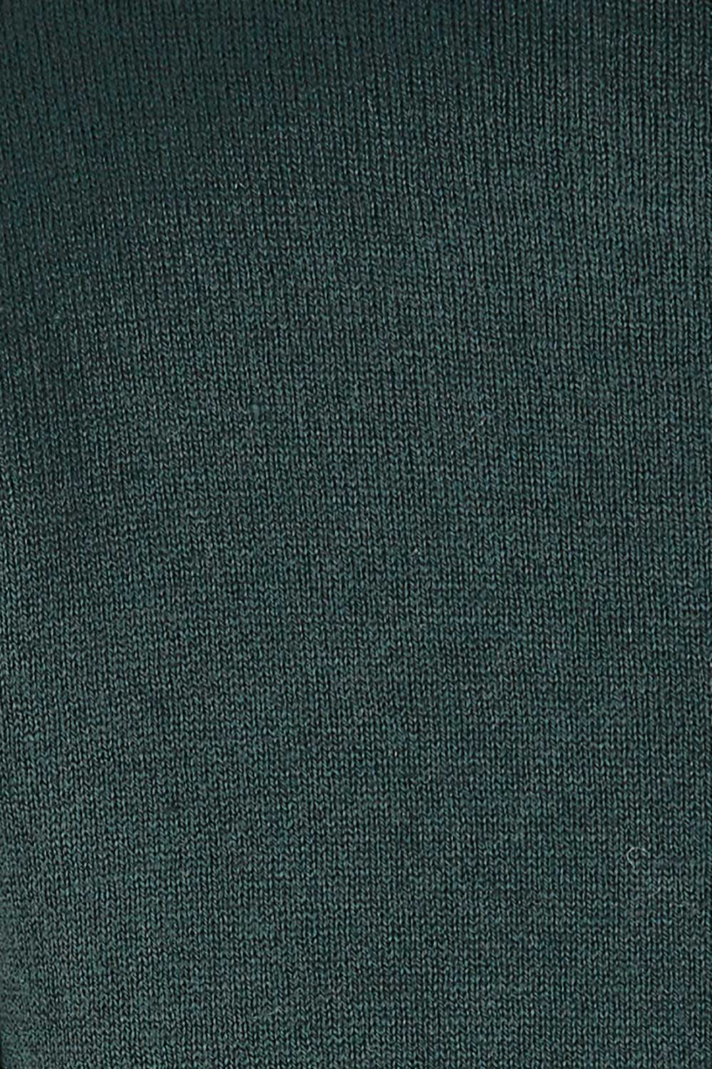 Product shot of The Cotton Cashmere Angled Sleeve Knit in colour Darkpine (Green), detail
