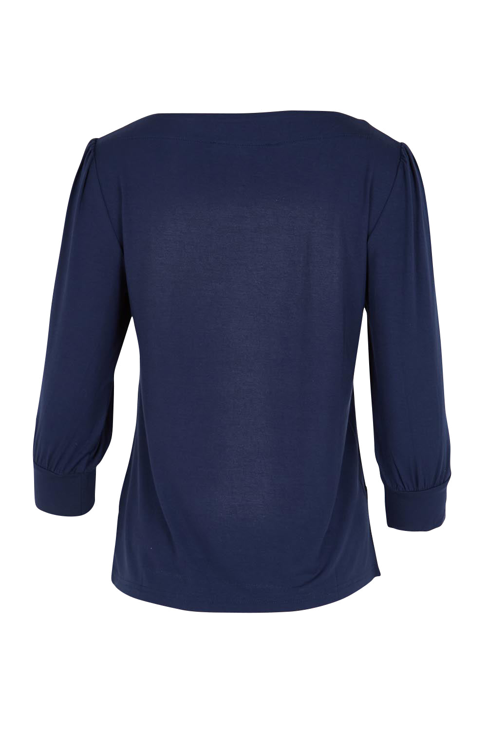 Product shot of the The Bamboo Boat Neck Top - Darknavy in colour Darknavy, from the back