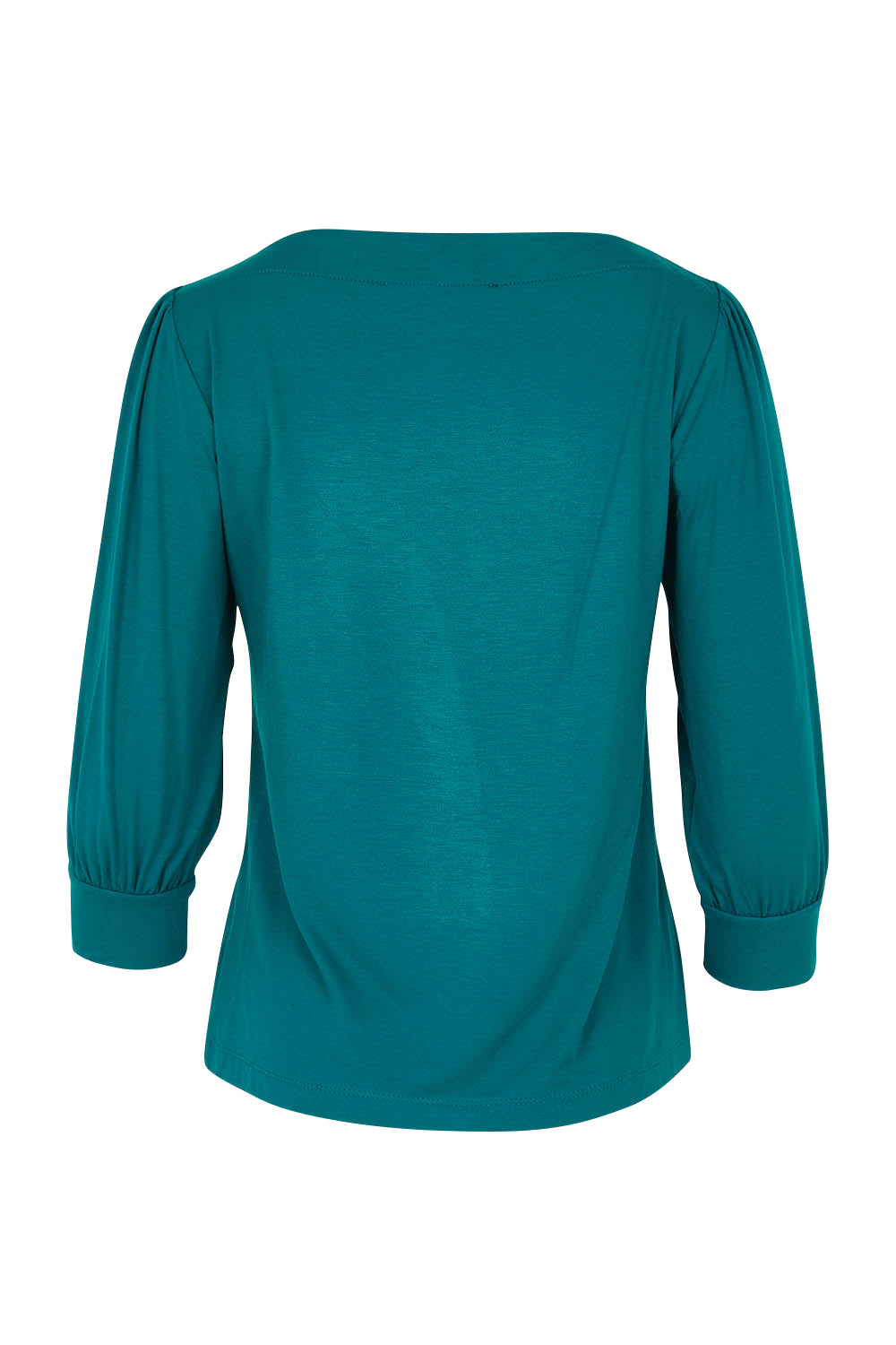Product shot of The Bamboo Boat Neck Top in colour Tealgreen (Green), from the back