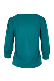 Product shot of The Bamboo Boat Neck Top in colour Tealgreen (Green), from the back