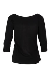Product shot of The Reversible Cotton Stretch Top in colour Black (Black), from the back