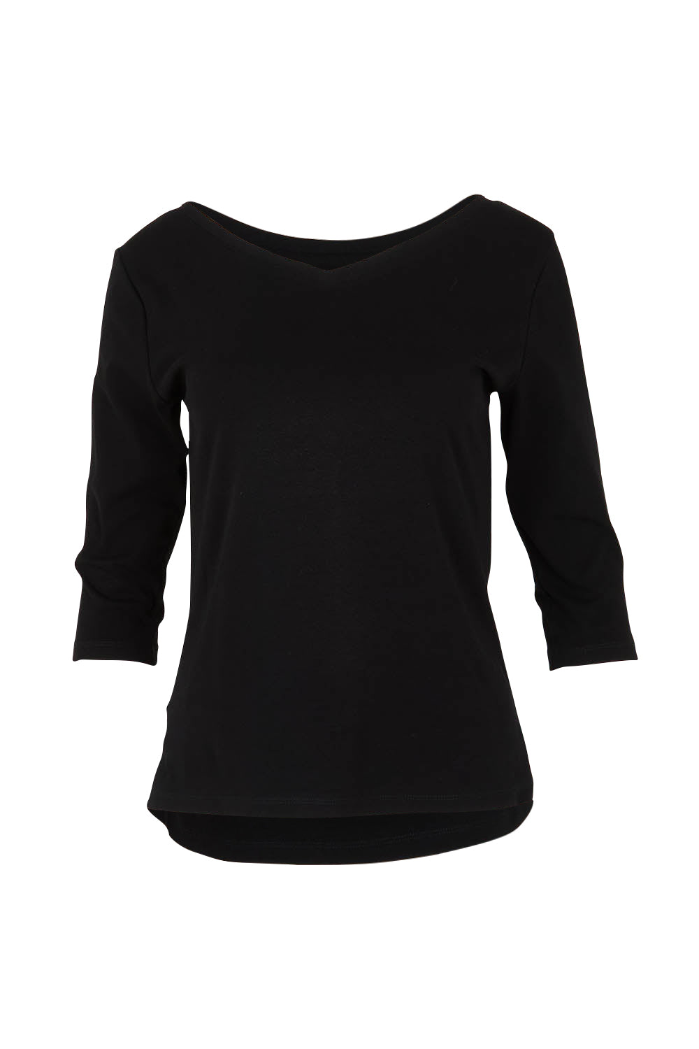 Product shot of The Reversible Cotton Stretch Top in colour Black (Black), from the front