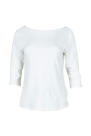 Product shot of The Reversible Cotton Stretch Top in colour White (White), from the front