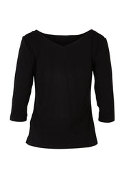 Product shot of The Reversible Cotton Jersey Top in colour Black (Black), detail