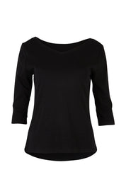Product shot of The Reversible Cotton Jersey Top in colour Black (Black), from the front