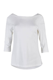 Product shot of The Reversible Cotton Jersey Top in colour White (White), from the front