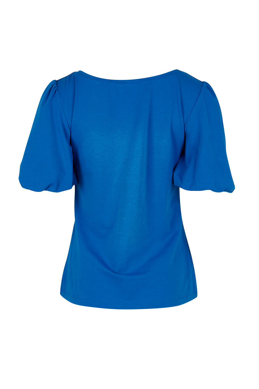 Product shot of The Reversible Bubble Sleeve Cotton Top in colour Palaceblue (Blue), from the back