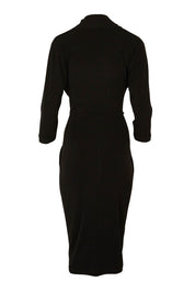 Product shot of The Elegant Buckle Dress in colour Black (Black), from the back