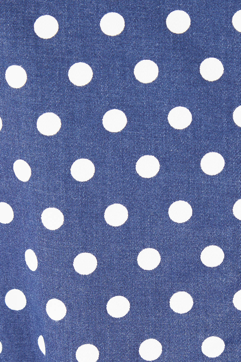 Product shot of The 3/4 Sleeve Cotton Stretch Dress in colour Spots (Blue), detail