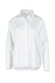Product shot of The Dolman Sleeve Cotton Shirt in colour Snow (White), from the front