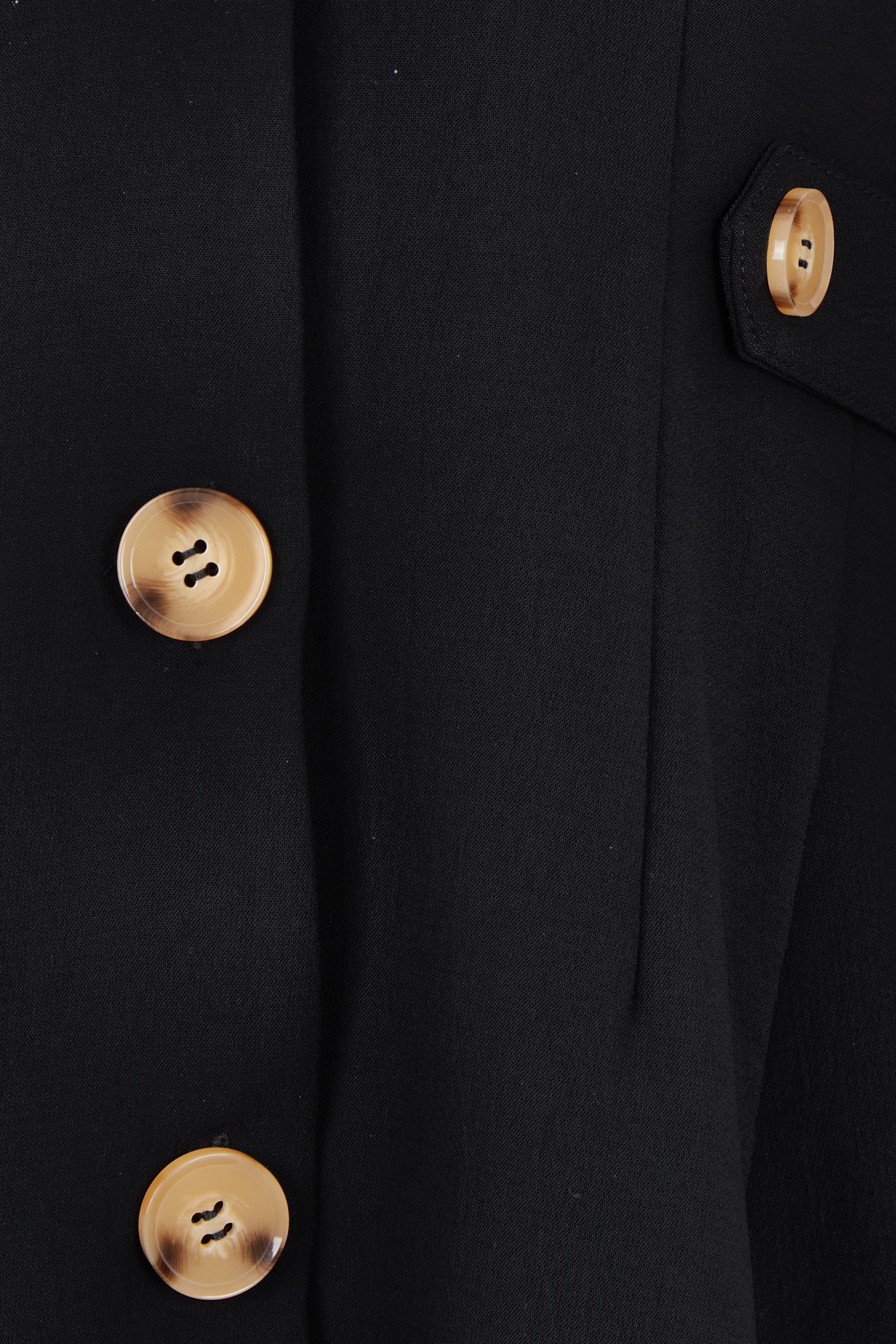Product shot of The Tab Detail Tailored Longline Coat in colour Black (Black), detail