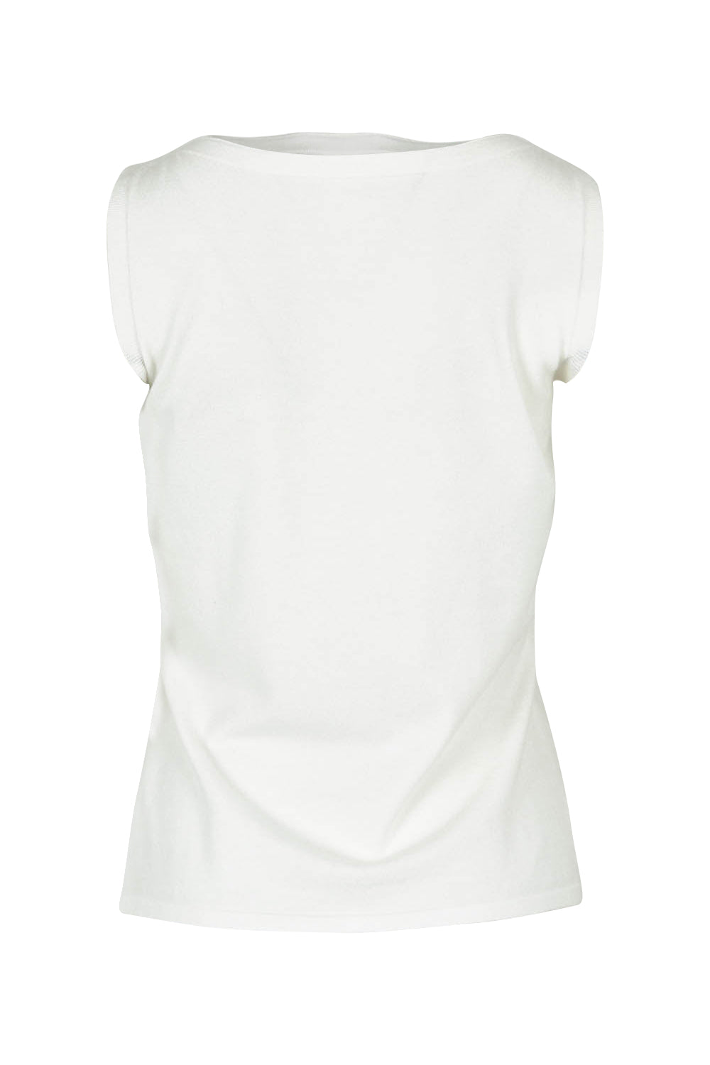 Product shot of The Soft Boat Neck Knit Tank in colour Snow (White), from the back
