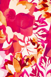 Product shot of The Shirring Detail Printed Top in colour Blooms (Pink), detail