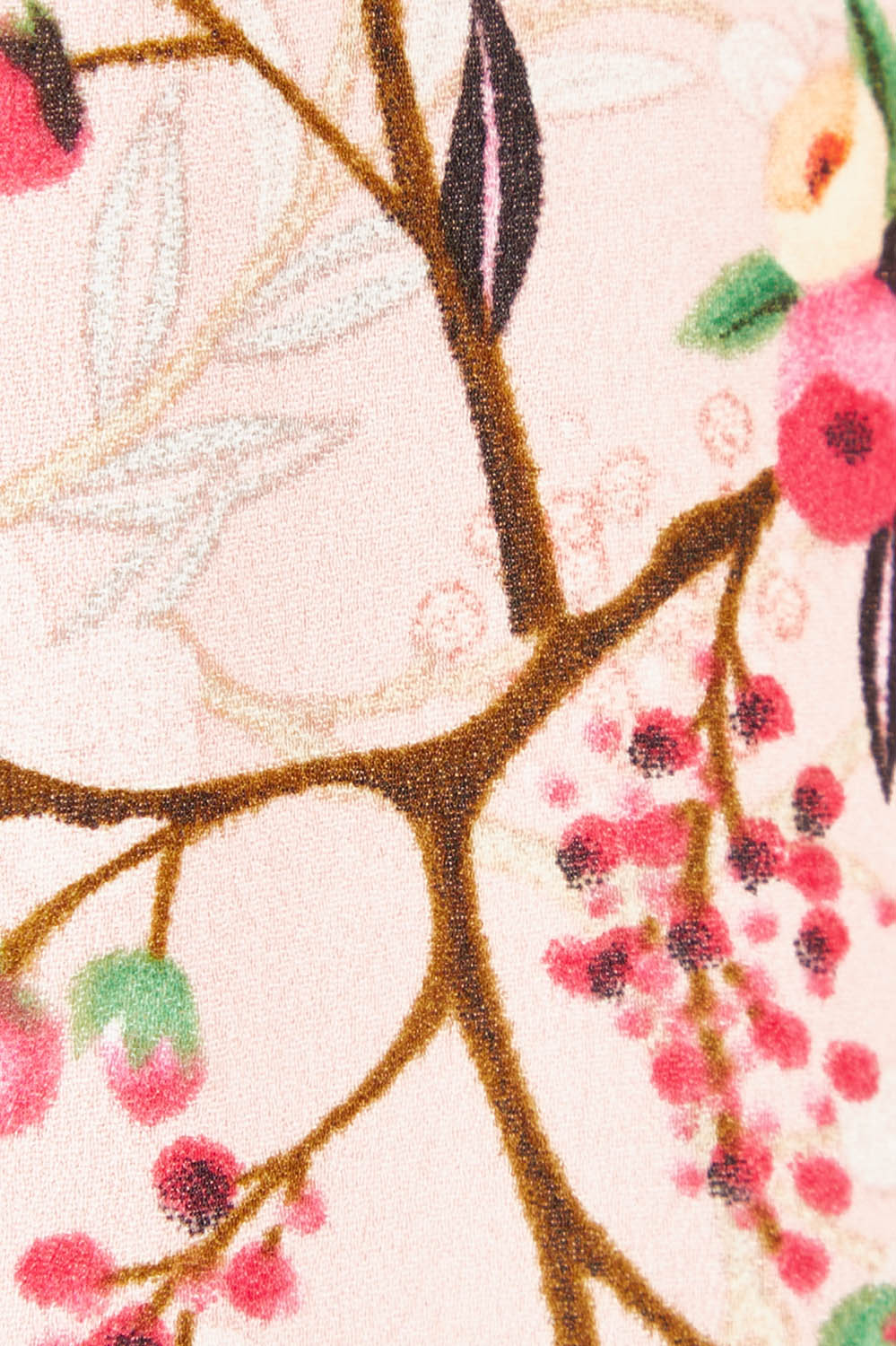 Product shot of The Shirring Detail Printed Blouse in colour Blossom (Pink), detail