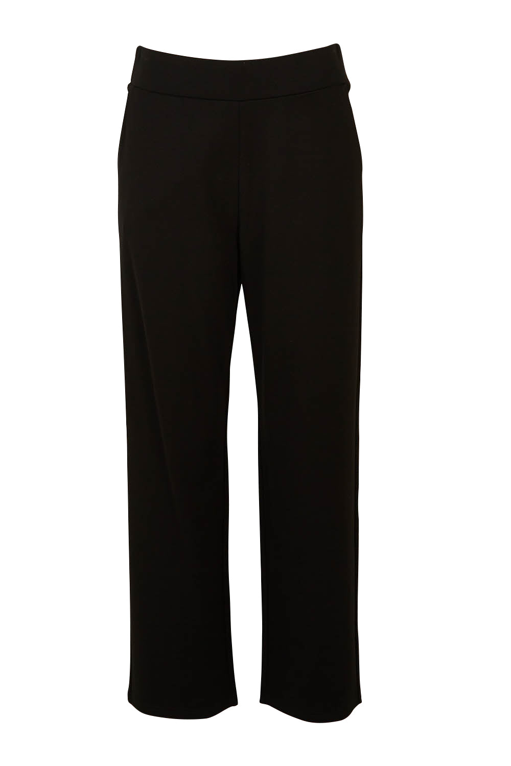 Product shot of The Straight Cut Pull On Ponte Pant in colour Black (Black), from the front