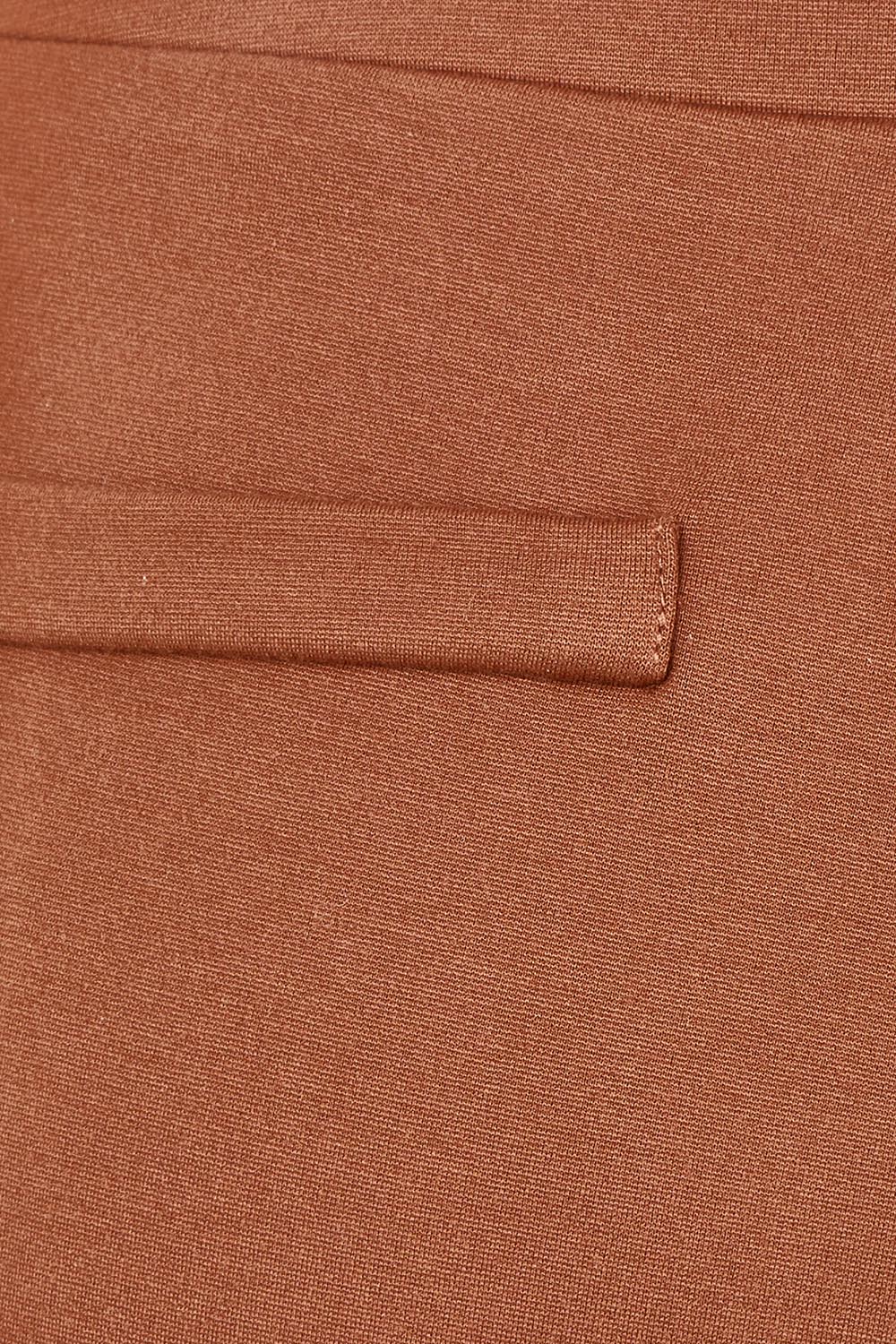 Product shot of The Straight Cut Pull On Ponte Pant in colour Cinnamon, detail