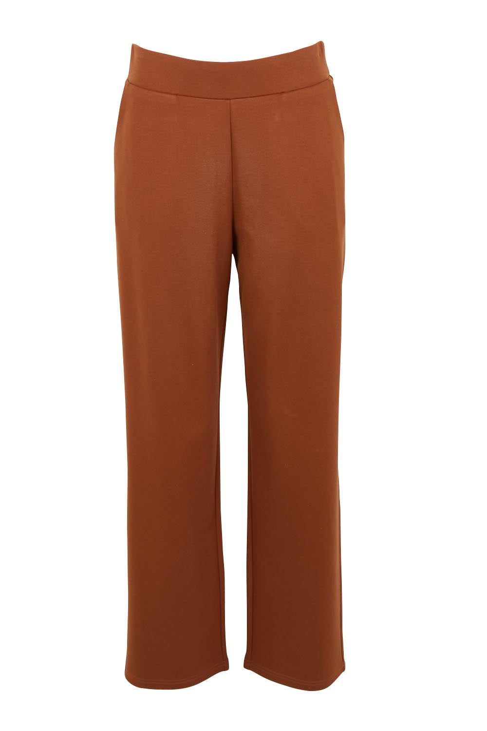 Product shot of The Straight Cut Pull On Ponte Pant in colour Cinnamon, from the front