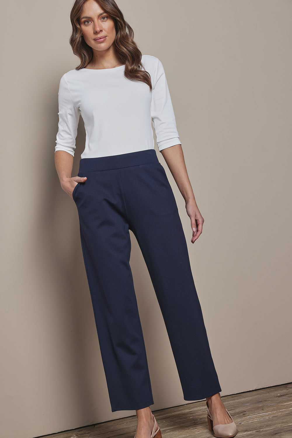 Preloved The Straight Cut Pull On Ponte Pant - Darknavy