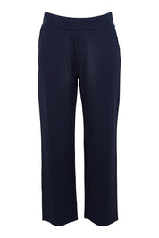 Product shot of The Straight Cut Pull On Ponte Pant in colour Darknavy (Blue), from the front