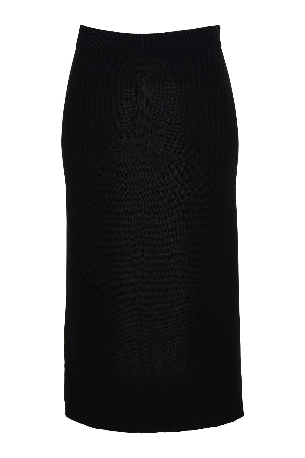 Product shot of The Crepe Knit Multiway Pull On Skirt in colour Black (Black), from the back