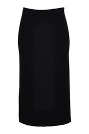 Product shot of The Crepe Knit Multiway Pull On Skirt in colour Black (Black), from the back