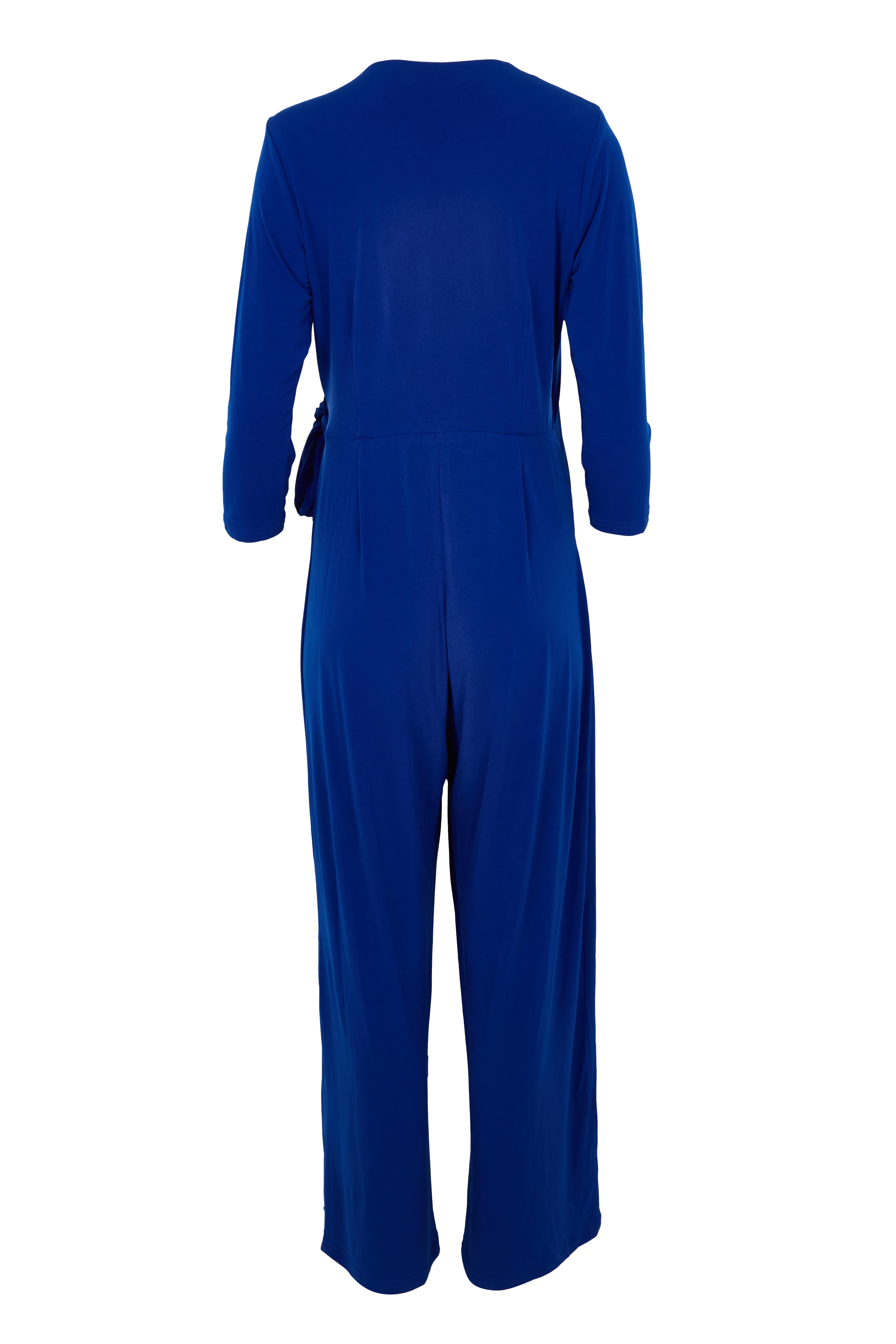Product shot of The Tie Waist Jumpsuit in colour Royalblue (Blue), from the back