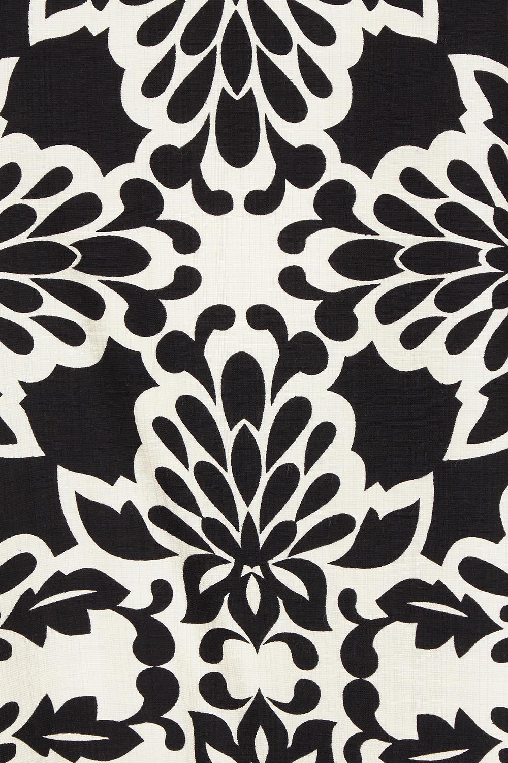 Product shot of The Printed Bishop Sleeve Blouse in colour Black (Black), detail
