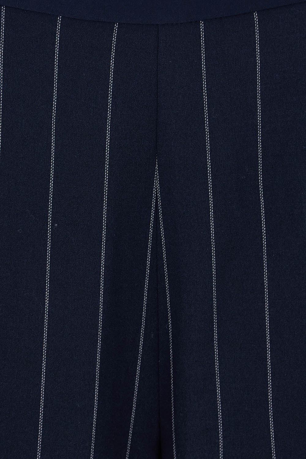 Product shot of The Wide Leg Stripe Pant in colour Navy (Blue), detail
