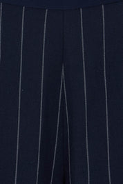 Product shot of The Wide Leg Stripe Pant in colour Navy (Blue), detail