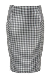 Product shot of The Gingham Pencil Skirt in colour Blackwhite (Black), from the front