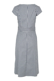 Product shot of The Cotton Stretch Gingham Dress in colour Gingham (Black), from the back