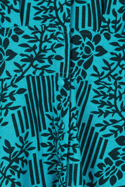 Product shot of The Printed Cotton Button Through Dress in colour Tealbamboo (Blue), detail