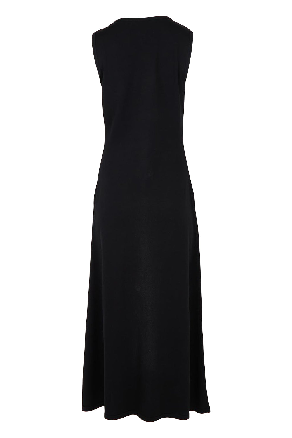 Product shot of The Crepe Knit Button Detail Dress in colour Black (Black), from the back