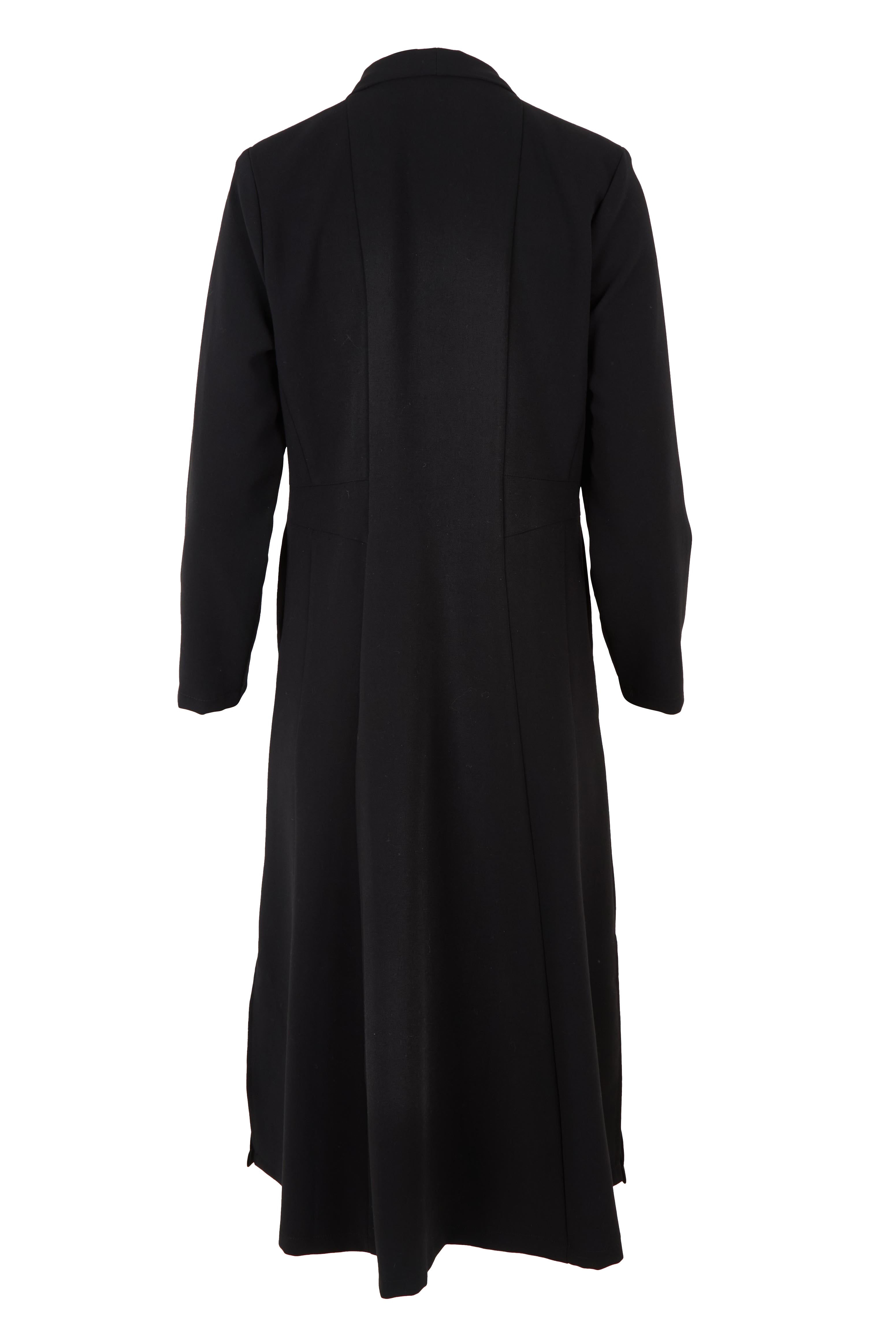 Product shot of The Longline Coatigan in colour Black (Black), from the back