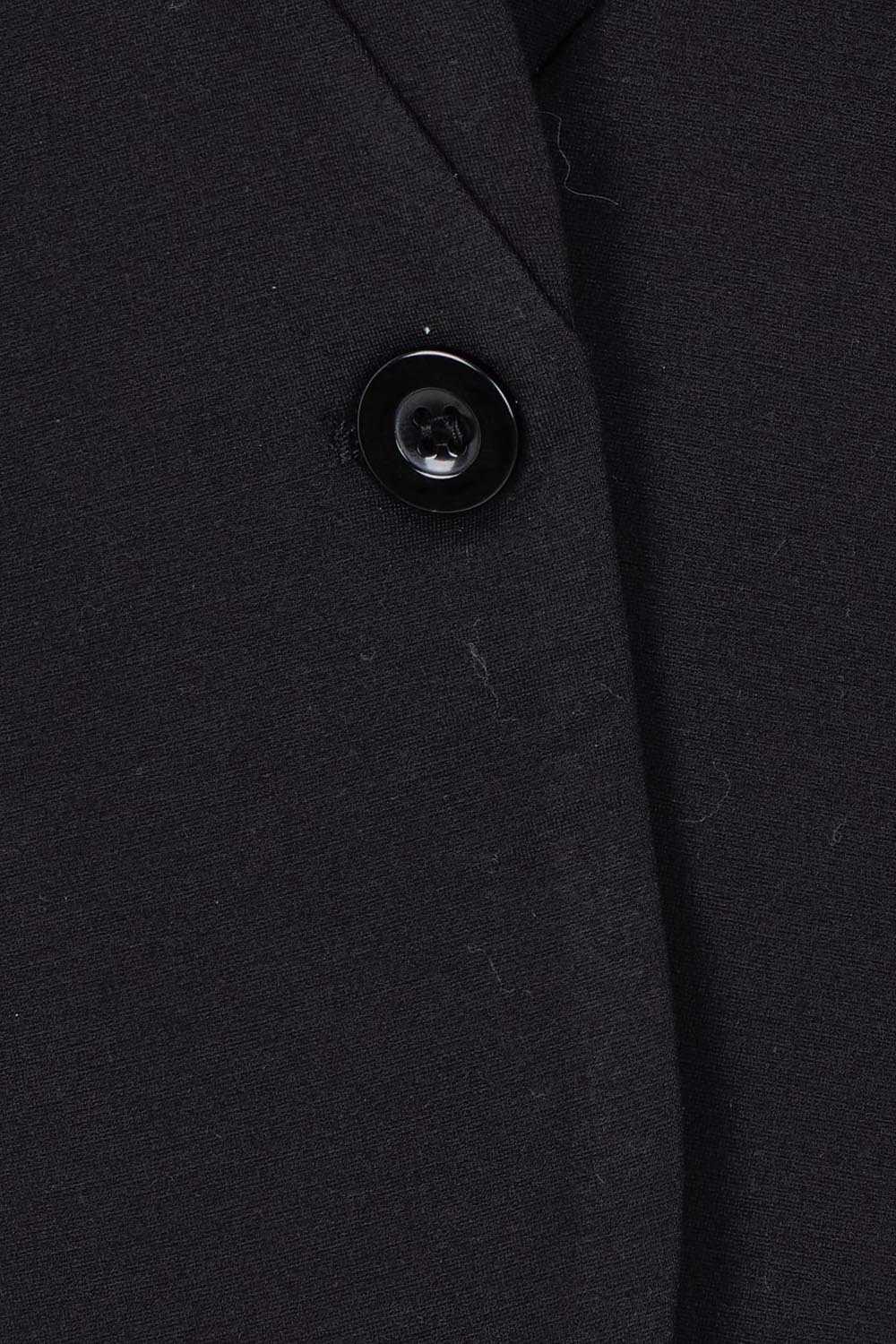 Product shot of The Reverse Lapel Ponte Blazer in colour Jetblack (Black), detail