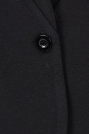 Product shot of The Reverse Lapel Ponte Blazer in colour Jetblack (Black), detail