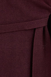 Product shot of The Tie Waist Faux Wrap Knit Dress in colour Burntplum (Purple), detail
