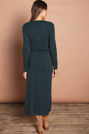 The Tie Waist Faux Wrap Knit Dress – Darkpine