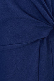 Product shot of The Tie Waist Faux Wrap Knit Dress in colour Navyblue (Blue), detail