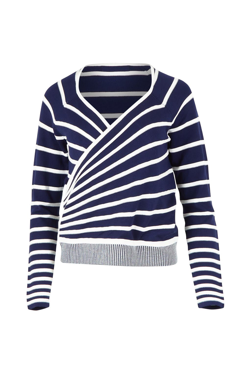 The Stripe Faux Wrap Jumper – Navyivory