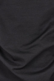 Product shot of The Cotton Blend Ruched Waist Top in colour Black (Black), detail