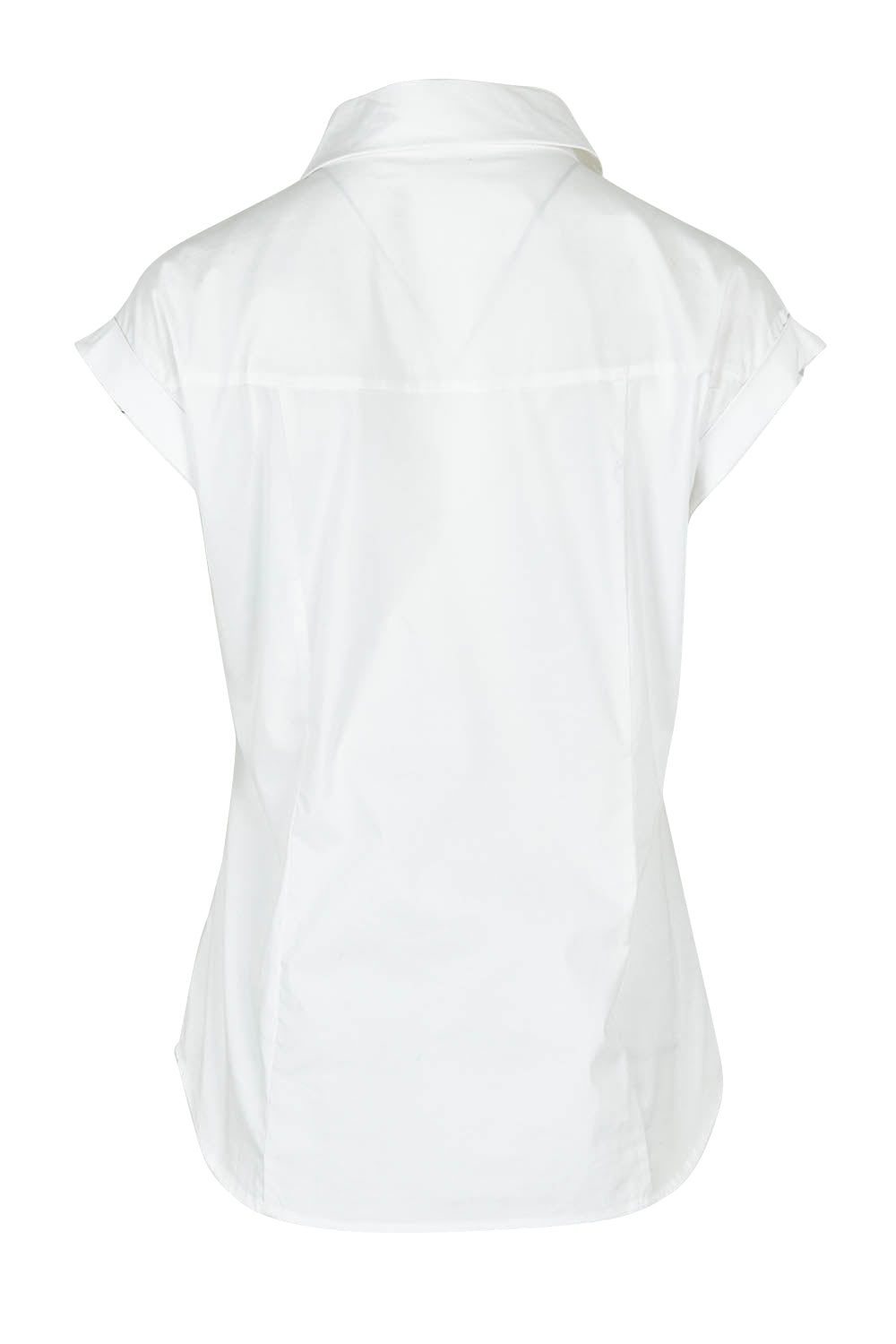 Product shot of The Cap Sleeve Cotton Stretch Shirt in colour White (White), from the back